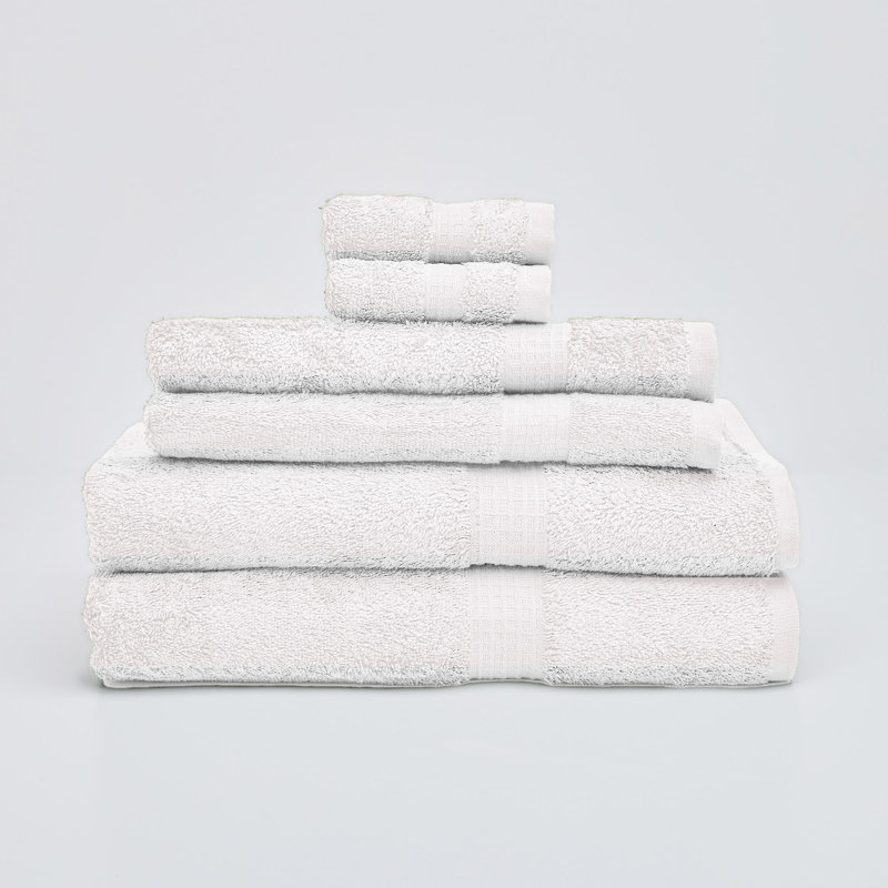 Classic Touch 6-piece 100% Cotton Towel Set In White, White
