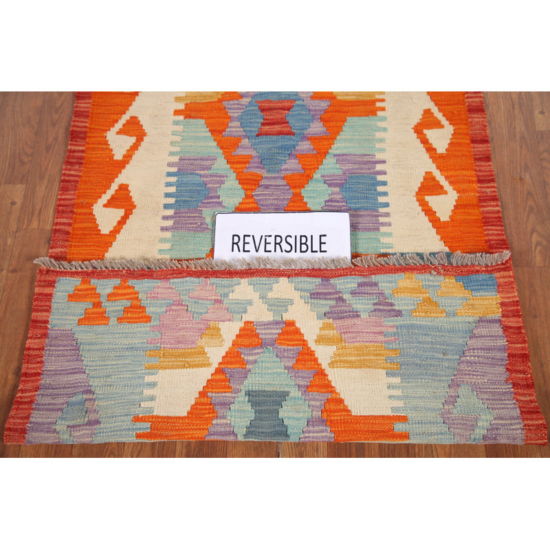 Reversible Wool Kilim Runner Rug 3x10