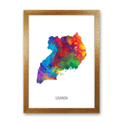 Uganda Watercolour Map by Michael Tompsett - Print