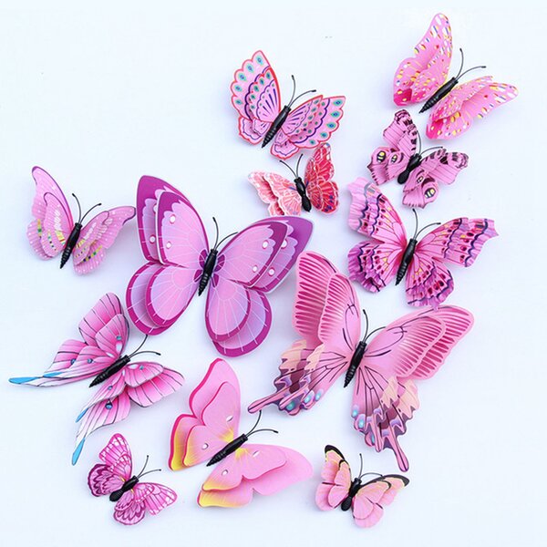 Cover-Discount 24 pcs Sticker mural Papillons 3D Déco