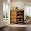 Rangement à chaussures rustique brun avec poignée et tiroir en métal pour l'organisation du vestibule Armoire 3 tiroirs dans le salon, étable