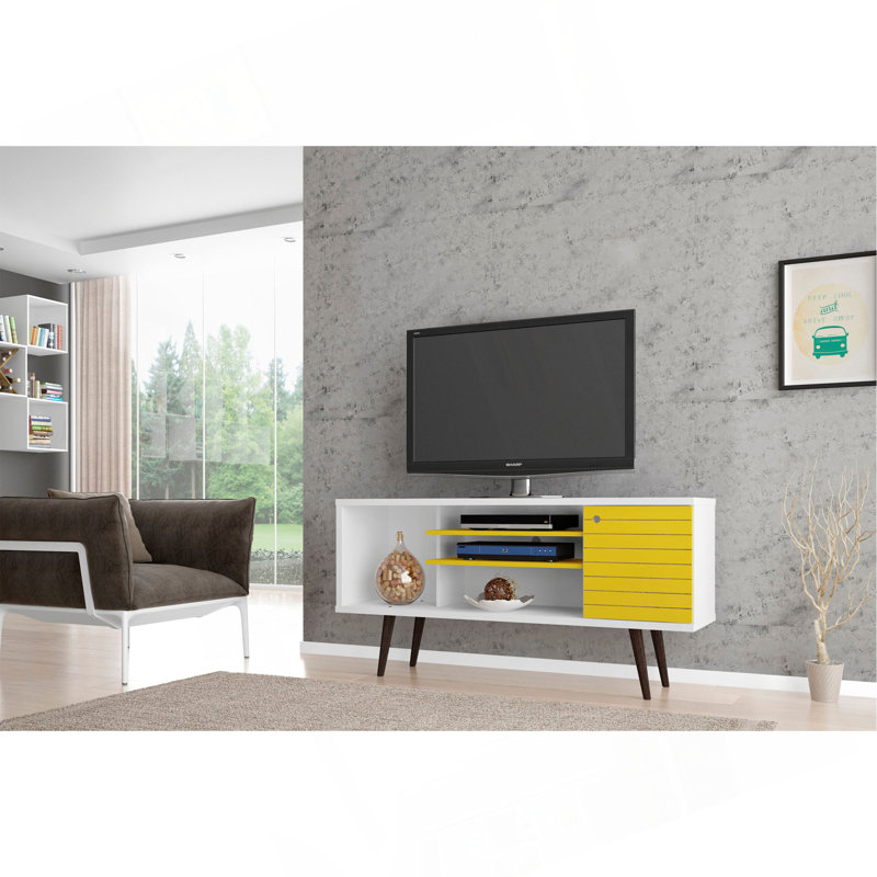 Meuble télé blanc et jaune, Jaune / Blanc