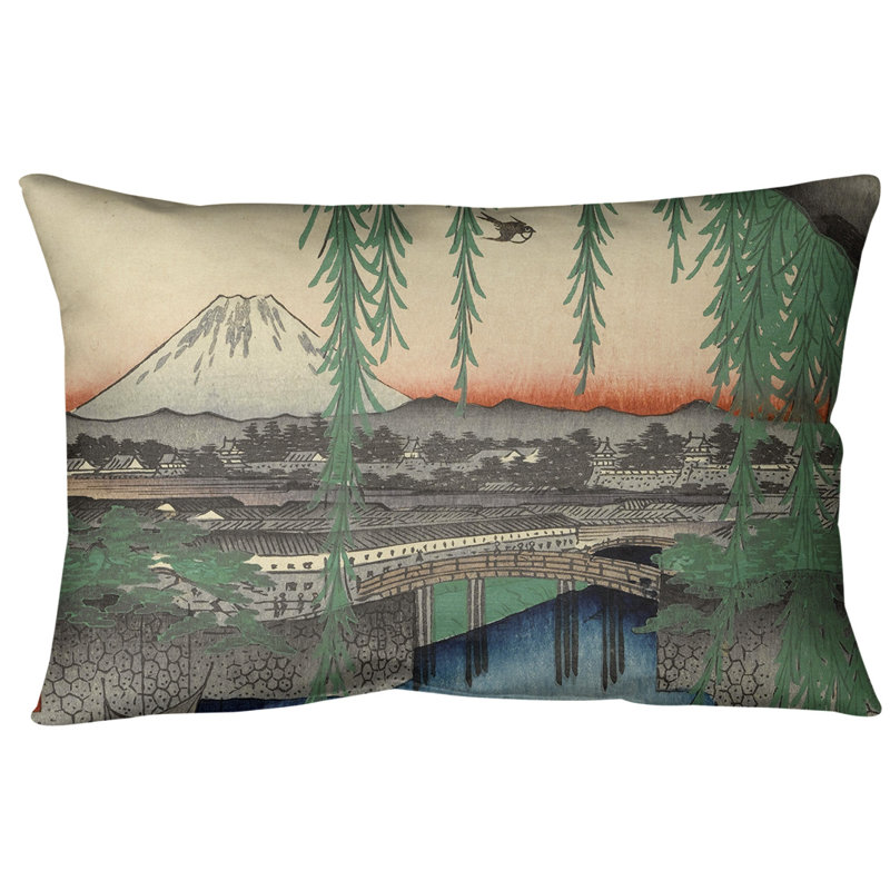 Coussin lombaire bridge yatsumi, Gris / bleu / rose, Faux lin