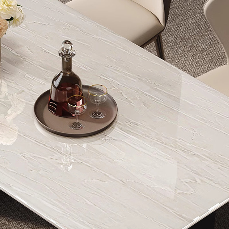White Luxury Marble Rectangular  Dining Tables, 29.52" H x 55" L x 31.5" W