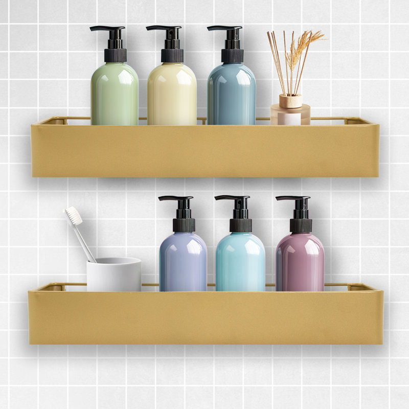 Serviteur de douche, organisateur de douche et rangement de salle de bain adhésif, tablettes de douche sans perceuse pour douche intérieure, support de rangement de douche antirouille