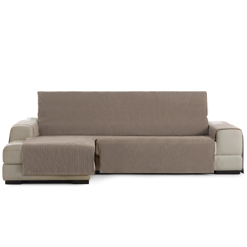 Birbal Box Cushion Chaise Lounge Slipcover, Mink, 220cm H x 240cm W x 3cm D