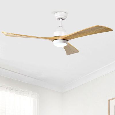 52" Solid Wood Blades Ceiling Fan With Lights Remote Control,Quiet Dc Motor 3 Blade Ceiling Fans 6 Speed Levels,Reversible Ceiling Fan, For Patio Living Room, Bedroom, Office,Indoor.