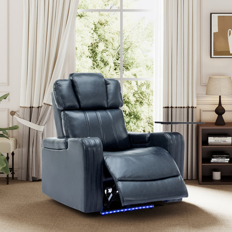 Fauteuil inclinable en cuir Ghida, Similicuir bleu