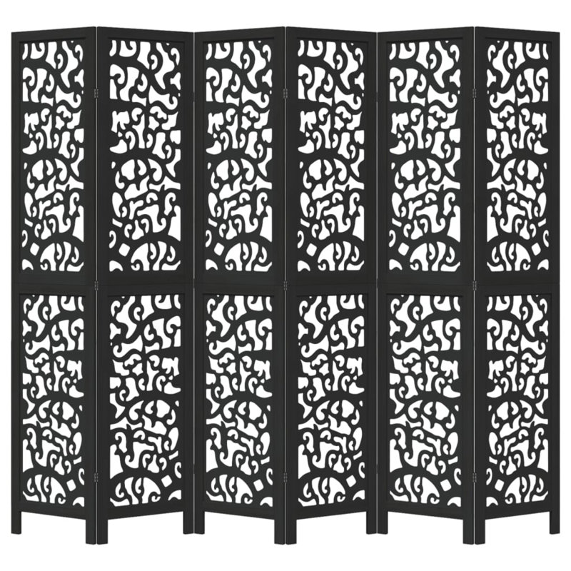 Folding Room Divider, Black, 4, 200cm H x 145cm W x 1.6cm D