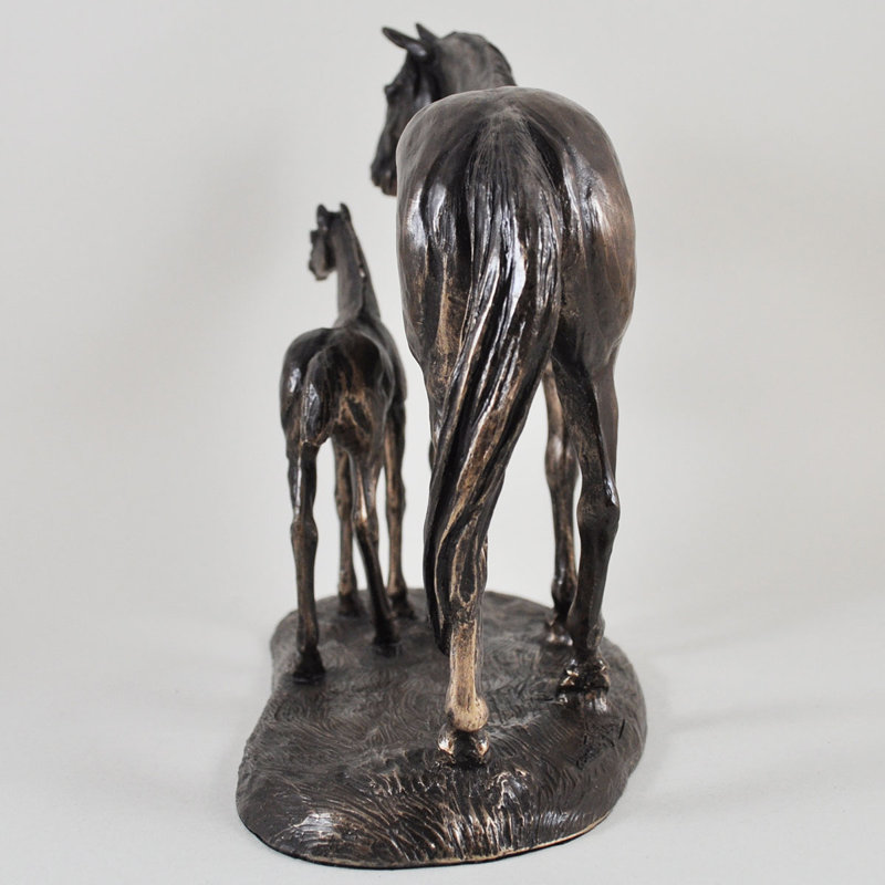 Animal Mare And Foal Horse Bronze Figurine