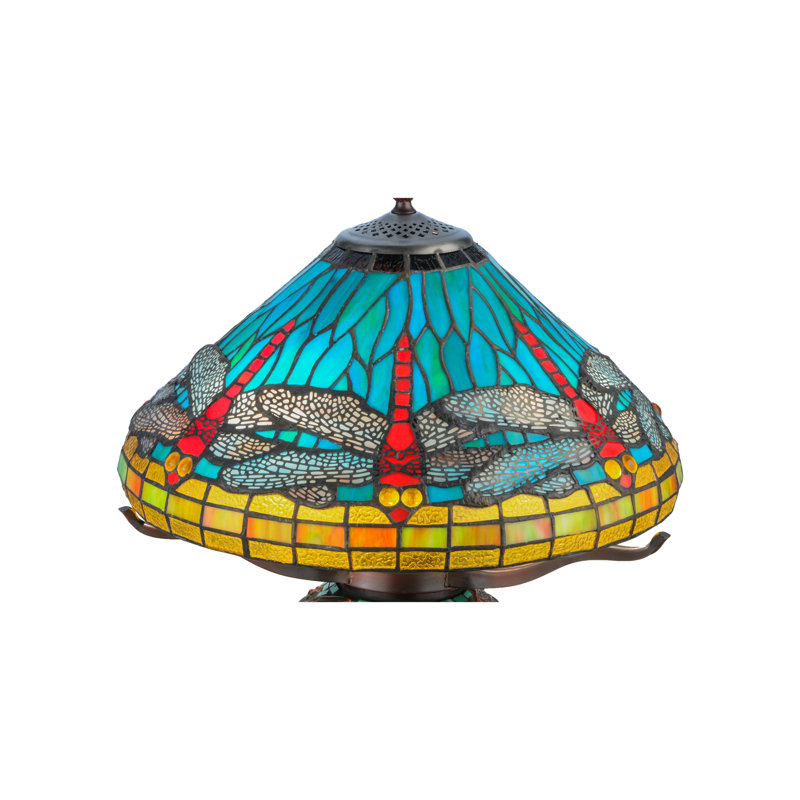 Libellule Tiffany 17 po avec lampe Tiffany, Bleu