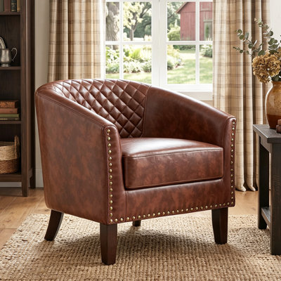 Edvardas Faux Leather Leather Barrel Chair