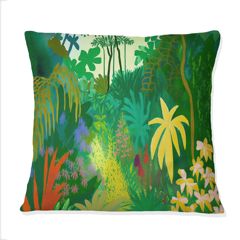 Coussin décoratif imprimé "Blossoming And Vibrant Jungle Flora VI"