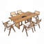 Table de salle à manger 70,87 "à vagues rectangulaires, table de salle à manger en bois pour 6 personnes, grande table de cuisine moderne Mid-Century pour le salon, table de salle à manger bohémienne avec tissage en rotin pour restaurant, bureau-1536704626