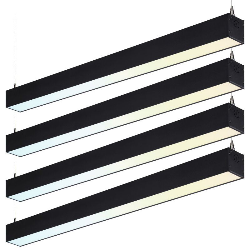 Commercial Grade 100-277V 4' LED Linkable Linear Lights, Dimmable 4600LM 40W, 3CCT, Black