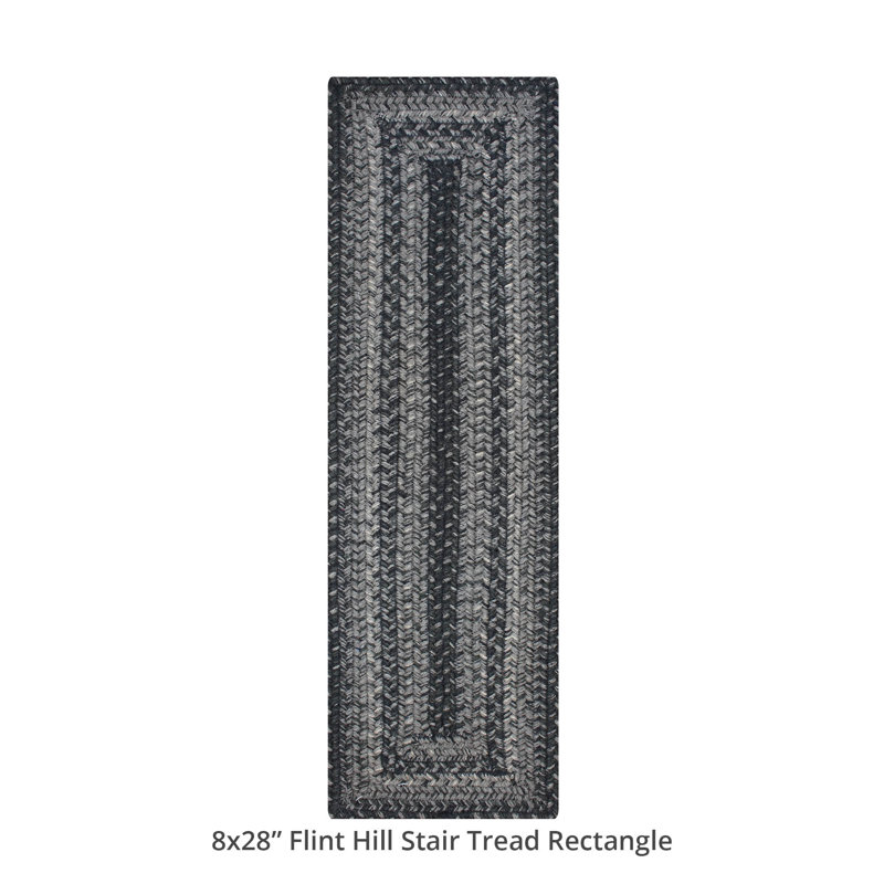 Tapis d'escalier tressé en jute Galento, Noir / Beige