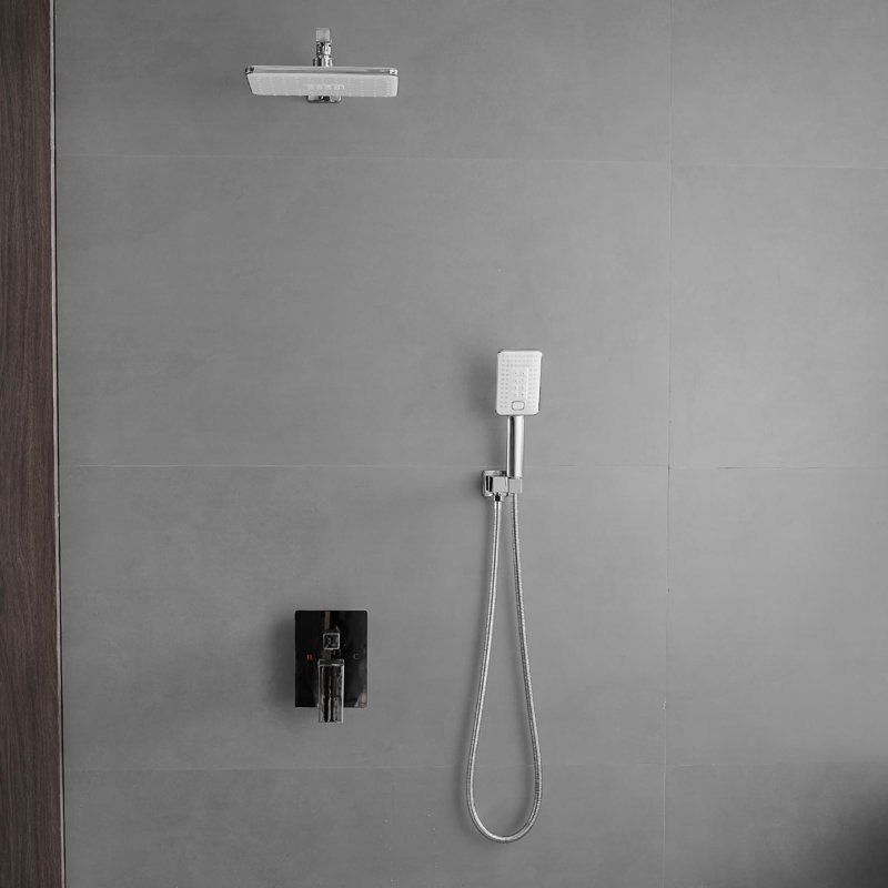 Système de douche mural avec douche à main à une poignée et ensemble de garniture de douche en laiton avec valve brute