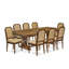 L'ensemble de table de cuisine 9 pièces comprend une table de salle à manger et 8 chaises de salle à manger en similicuir beige avec dossier haut et finition noyer antique-709591009-729861392-729861396