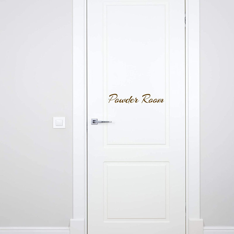 Adhésif de porte en vinyle Powder room, H 3 po x l 17 po, Brun