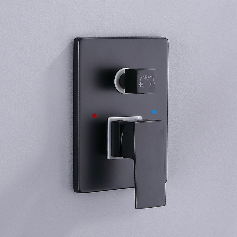 Système de douche complet à pression équilibrée avec valve brute, Noir mat