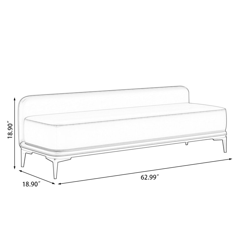 Banc avec revêtement, Orange, H 18,90 po x l 62,99 po x P 18,90 po