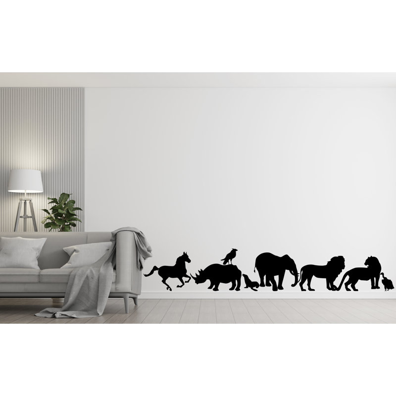 Animals Safari Wall Decal, Animals Set For Wall Decor, Jungle Adventure Wall Decor, Animal Wall Stickers For Nursery, Safari Wall Art, Half Border Wall Decor