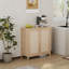 Armoire de rangement en rotin 2 portes avec tablettes réglables, buffet d'appoint en bois pour le salon