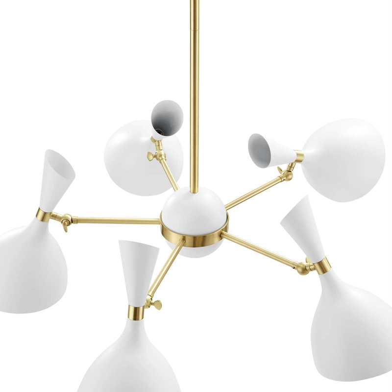 Declare 5-Light 6" Arm Pendant In White, White