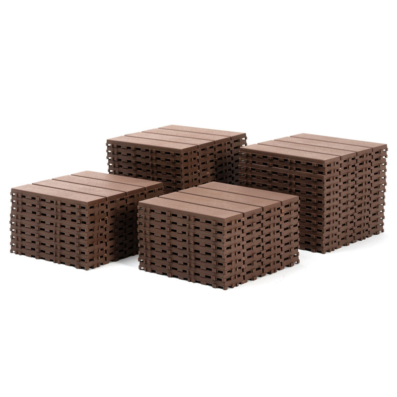 Carreaux de terrasse en plastique emboîtables, Brun