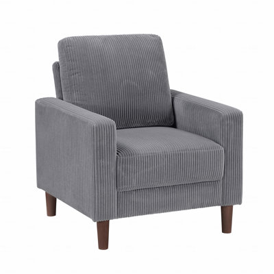 Chaise en velours côtelé gris de style moderne avec coussins confortables