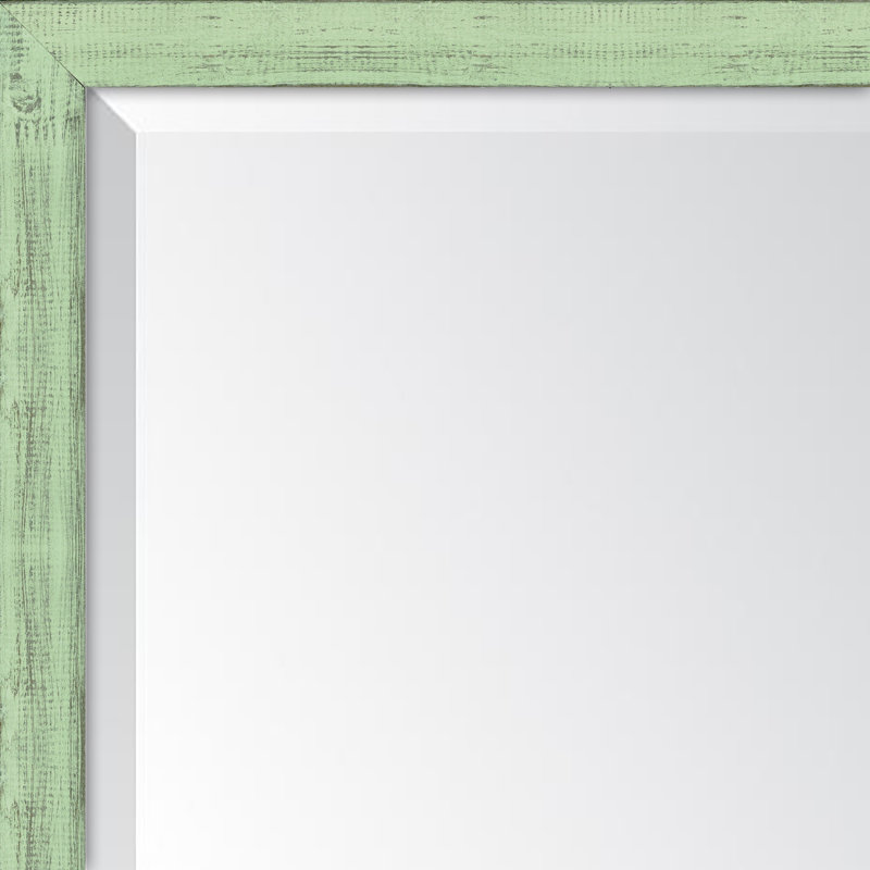 Broadway Wood Flat Wall Mirror, 39" H x 27" W, Mint