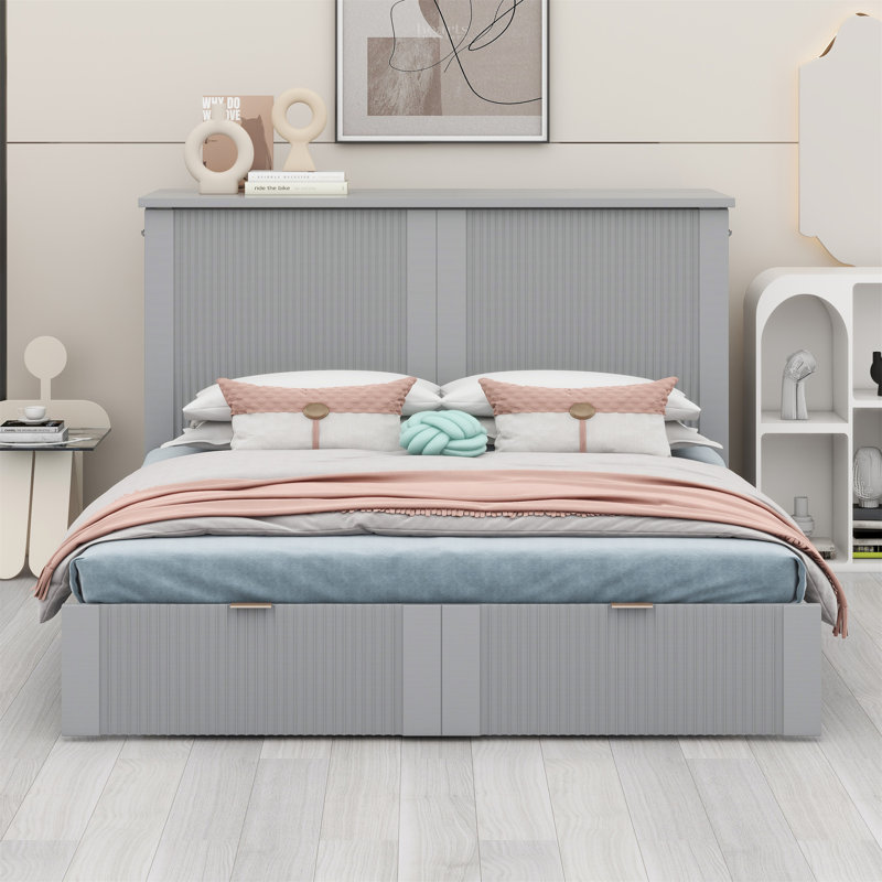 Murphy Bed With Drawer And A Set Of Sockets & USB Ports, Pulley Structure Design