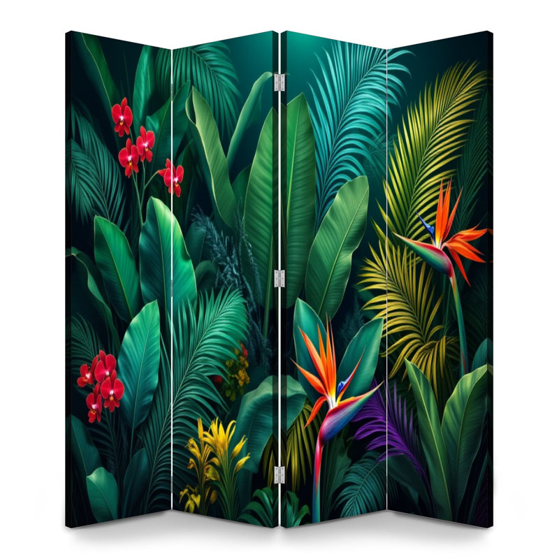 Paravent 4 panneaux à cloison pliable Royal Tropical, 4, H 71 po x l 64 po x P 1 po