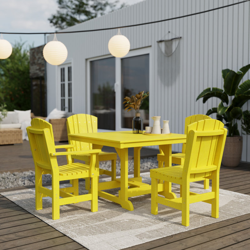 Heritage 5-Piece 44" x 44" Dining Set, Lemon Yellow