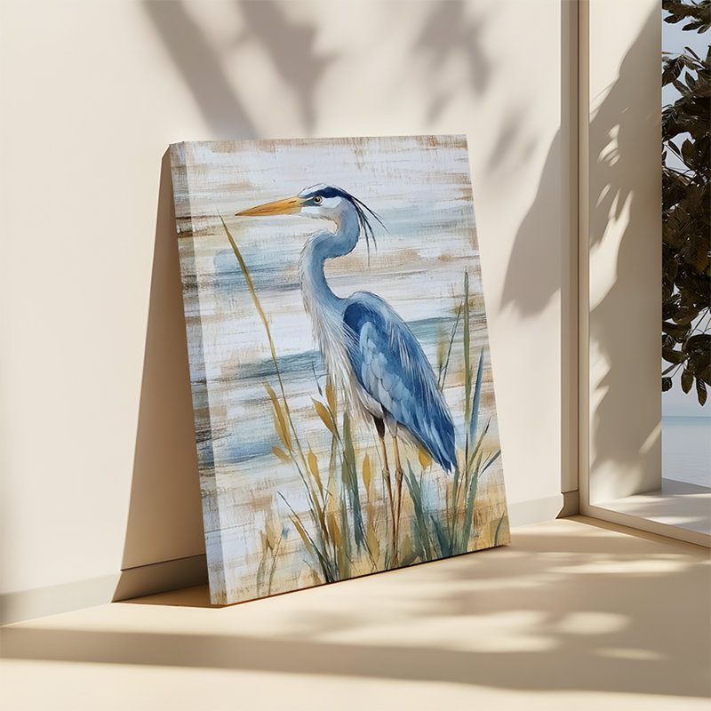 Blue Heron, art mural, H 18 po x l 12 po