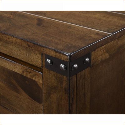 Commodes et amp; Armoire, commode à cinq tiroirs rustique industrielle en bois massif brun | Brun | Bois massif