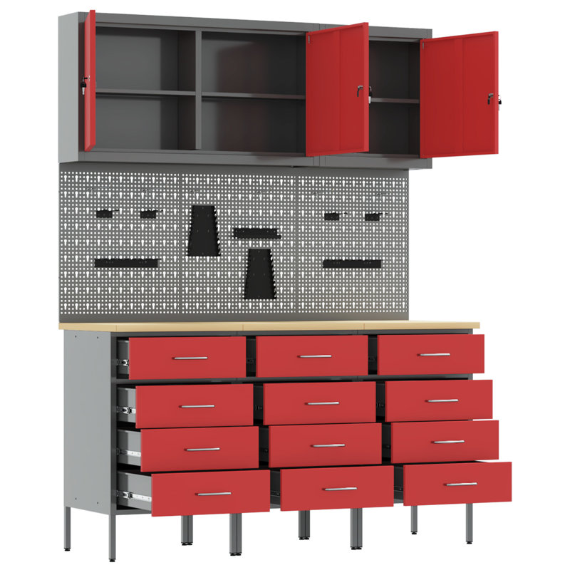 Work Cabinet with Drawer, Red