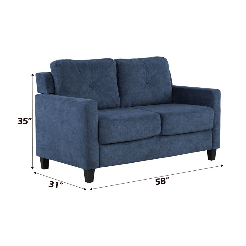 Chenille 2 Seater Loveseat, Navy