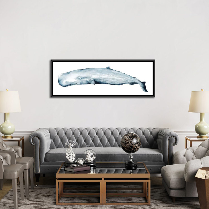«Whale Portrait II», impression sur toile tendue, H 12 po x l 36 po x P 1,5 po, Toile avec cadre noir