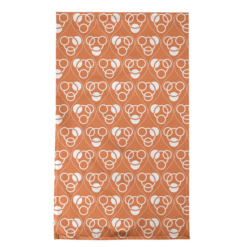 Torchon Circles and Waves, Orange/Blanc, Croisé en coton