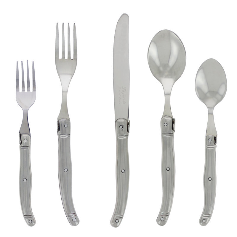 French Home Laguiole 20-Piece Stainless Steel Flatware Set, Service for 4, Stainless Steel Handles