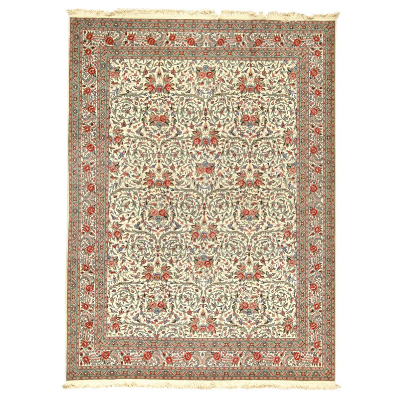 Tapis ivoire noué à la main de haute qualité