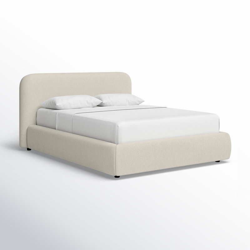Bella Upholstered Platform Bed, Queen, Effie Linen Performance Linen