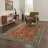 Foliage Floral Machine Washable Green / Red / Yellow Indoor Area Rug with Non-Slip Backing-128992526