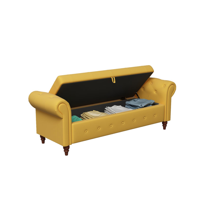 Banc avec siège capitonné et accoudoirs, Yellow
