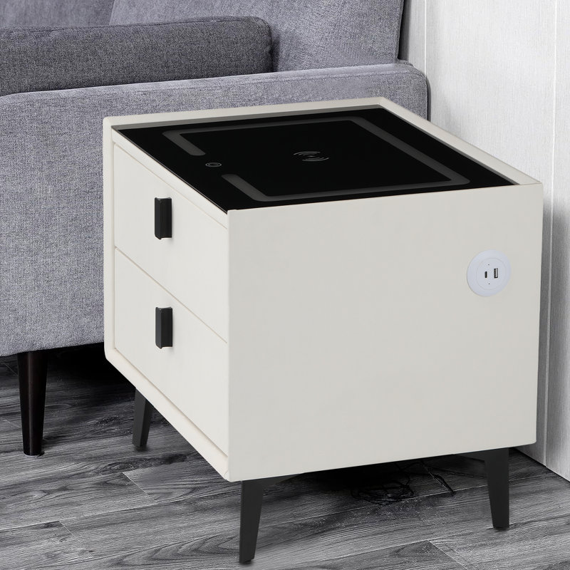 Darrious 45cm W Manufactured Wood Bedside Table, White
