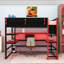 Lit mezzanine en bois avec bureau, lumière DEL, ports de chargement et tablettes-306422634-306422632