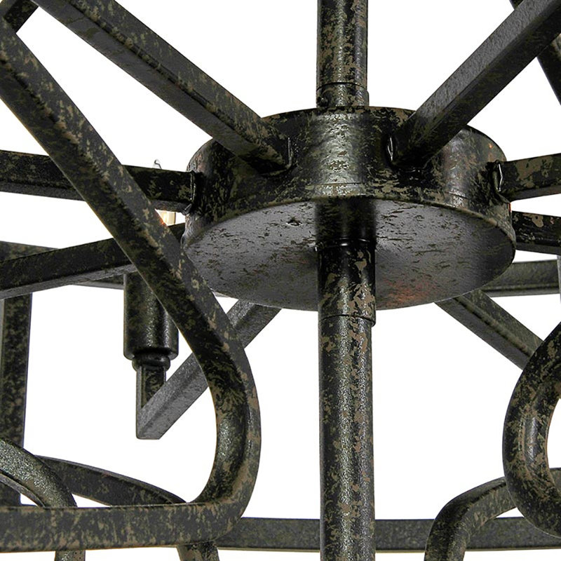 Phoenix 20 - Light Candle Style Geometric Chandelier, Antique Black