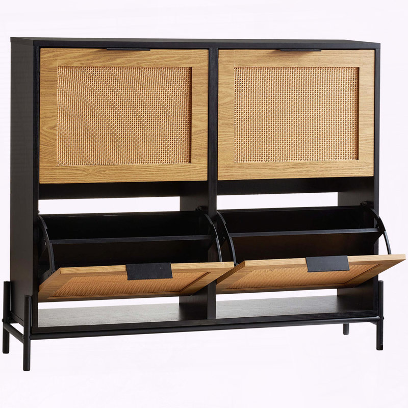 Armoire à chaussures en rotin avec tiroirs rabattables