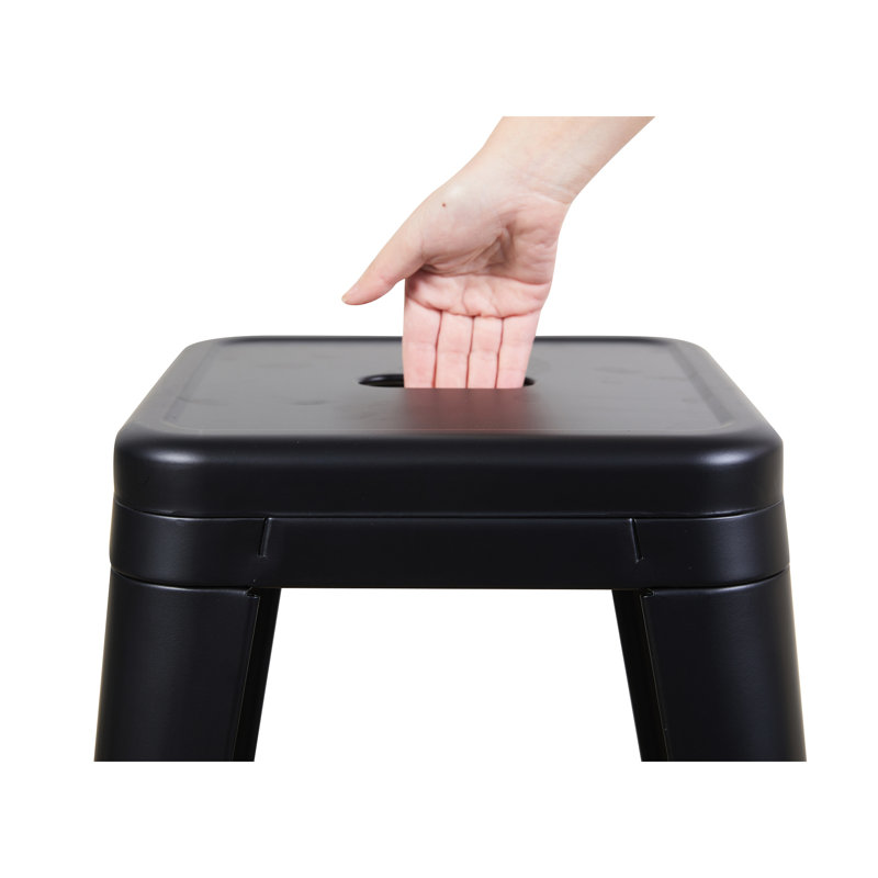 24 tabourets de bar sans dossier en métal de 24 po de hauteur de comptoir, non empilables, détachables et faciles à assembler, noir mat pour îlot de cuisine, bar, salle à manger, métal imperméable, structure, capacité de charge élevée